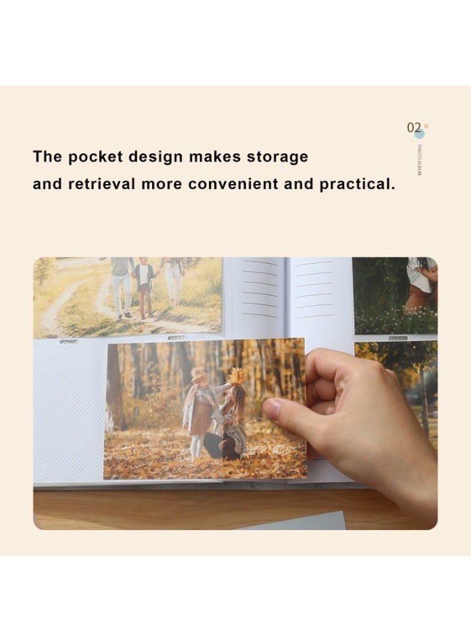 SRLIWHITE 200 Pocket Photo Album with Memo Pages, PP Transparent Sleeves and Acid-Free Paper, Large Capacity Memory Book (22.5 × 22 × 5.5 cm) - Image 3
